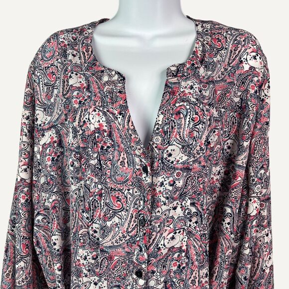 Terra & Sky Shirt Womans 2X Paisley Long Sleeve Button Down - Picture 2 of 5